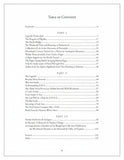 Table of contents for a book or document with chapter headings and page numbers.