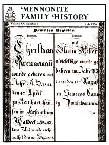 Mennonite Family History July 1996 - Masthof Press